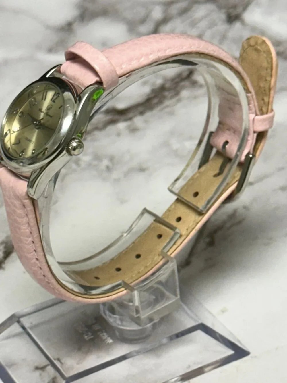 3/$30 Charles Raymond Watch Women Silver Tone 23MM Dial Pink Leather Band